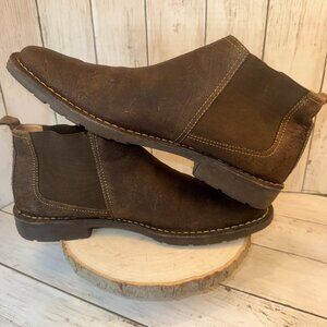 Ruhne Ltd Mens Size 10.5 MW Chelsea Boots Brown Weathered Leather Elastic Side